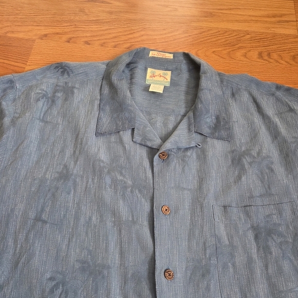 REYN SPOONER Blue Palm Trees Regency Silk Jacquard Hawaiian Camp Shirt Large XXL - Picture 4 of 12